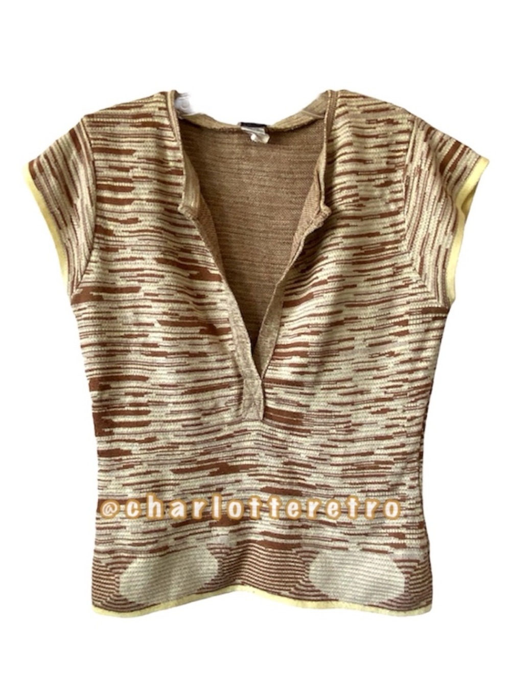 vtg Deep V Plunge Knit Top